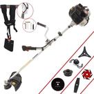 Roçadeira Profissional Kawashima KW43-LE À Gasolina 2T 43cc 1,7HP 10.000rpm Aparador Completo 6 Em 1 Com Carretel Nylon + Lâmina Facão + Lâmina 3 Pontas + Lâmina 6 Pontas + Lâmina 80 Dentes + Trimmer