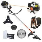 Roçadeira Profissional Terra GRH430 À Gasolina Motor 2 Tempos 43cc 1,7HP de Potência Alta Rotação e Performance Com 3 Opções de Corte Carretel de Nylon + Lâmina 3 Pontas + Lâmina 40 Dentes de Vídea