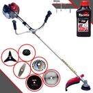 Roçadeira Robusta À Gasolina Kawashima BCJ521L 52cc 10.000rpm Aparador de Grama Completo Com Carretel + Faca 2 Pontas + Faca 3 Pontas + Faca 40 Dentes + Faca 80 Dentes + Escova de Aço + ÓLEO TOYAMA