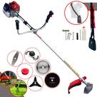 Roçadeira Robusta À Gasolina Kawashima BCJ620L 2T 62cc 3HP Alta Rotação Com Carretel e Lâmina Facão + Kit Extra Lâmina 3 Pontas, Disco Circular 40 Dentes de Vídea, Disco Circular 80 Dentes e Trimmer