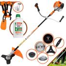 Roçadeira Robusta À Gasolina Vulcan VR520H 52cc 2,5HP 10000rpm Aparador de Grama 6 Em 1 C/ Carretel + Faca 2 Pontas + Faca 3 Pontas + Faca 40 Dentes Vídea + Faca 80 Dentes + Escova de Aço + ÓLEO STIHL