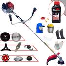Roçadeira Robusta Kawashima BCJ431-L 1,7HP À Gasolina 43cc Alta Rotação Com Carretel e Lâmina Facão + Facas 3 Pontas, 6 Pontas, 40 Dentes de Vídea, 80 Dentes e Trimmer + Escova + EPI + ÓLEO TOYAMA 2T