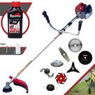 Roçadeira Robusta Kawashima BCJ431L 43cc 1,7HP 8 Em 1 Com Carretel e Faca 2 Pontas + Kit Faca 3 Pontas, Faca 6 Pontas, Faca 40 Dentes Vídea, Faca 80 Dentes e Trimmer + Escova de Aço + ÓLEO TOYAMA 2T