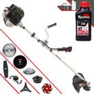 Roçadeira Robusta Kawashima KW52LE 52cc 2,5HP 8 Em 1 Com Carretel e Faca 3 Pontas + Kit Faca 2 Pontas, Faca 6 Pontas, Faca 40 Dentes Vídea, Faca 80 Dentes e Trimmer + Escova de Aço + ÓLEO TOYAMA 2T