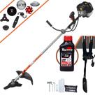 Roçadeira Robusta Terra GRH430 43cc 1,7HP 8 Em 1 Com Carretel e Faca 3 Pontas + Kit Faca 2 Pontas, Faca 6 Pontas, Faca 40 Dentes de Vídea, Faca 80 Dentes e Trimmer + Escova de Aço + ÓLEO TOYAMA 2T