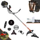 Roçadeira Robusta Terra GRH430 À Gasolina 43cc 1,7HP 6.500rpm Para Todos os Tipos de Trabalho Com Carretel e Lâmina 3 Pontas + Lâmina Facão + Lâmina 40 Dentes de Vídea + Lâmina 80 Dentes + Trimmer