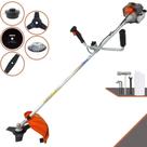 Roçadeira Robusta Vulcan VR330P À Gasolina 33cc 1,2HP Alta Rotação Com Carretel de Nylon e Lâmina 3 Pontas + Kit Lâmina 2 Pontas, Lâmina 80 Dentes e Escova de Aço Para Pavers, Concreto e Calçadas