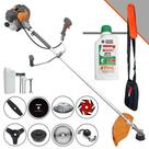 Roçadeira Tekna RL430P 43cc 1,7HP Com Carretel + Facas 2 Pontas, 3 Pontas, 6 Pontas, 40 Dentes, 80 Dentes, Trimmer, Escova de Aço + ÓLEO STIHL 2T
