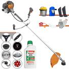 Roçadeira Tekna RL430P 43cc Com Carretel + Facas 2 Pontas, 3 Pontas, 6 Pontas, 40 Dentes, 80 Dentes, Trimmer e Escova de Aço + EPI + ÓLEO STIHL 2T