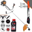 Roçadeira Tekna RL520P 52cc 2HP Com Carretel + Faca 2 Pontas, 3 Pontas, 6 Pontas, 40 Dentes, 80 Dentes, Trimmer e Escova de Aço + ÓLEO TOYAMA 2T