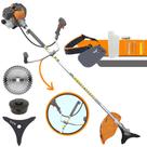 Roçadeira Tekna RL520P À Gasolina 52cc 2HP 10.000rpm Cortador de Grama Completo Com Carretel de Nylon + Lâmina 3 Pontas + Lâmina 40 Dentes Vídea