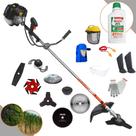 Roçadeira Terra GRH430 43cc 6.500rpm 1,7HP Aparador de Grama Completo Com Carretel Nylon + Facas 2 Pontas + 3 Pontas + 6 Pontas + 40 Dentes de Vídea + 80 Dentes + Trimmer + Escova + EPI + ÓLEO STIHL