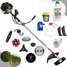 Roçadeira Terra GRH520 52cc 2,5HP Alta Potência 8 Em 1 Com Carretel e Faca 2 Pontas + Kit Faca 3 Pontas, Faca 6 Pontas, Disco 40 Dentes de Vídea, Disco 80 Dentes, Trimmer e Escova + EPI + ÓLEO STIHL