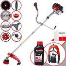 Roçadeira Toyama RT43L 43cc 1,7HP Com Carretel + Faca 2 Pontas, 3 Pontas, 6 Pontas, 40 Dentes, 80 Dentes, Trimmer e Escova de Aço + ÓLEO TOYAMA 2T