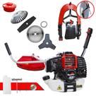 Roçadeira Toyama RT43L À Gasolina 43cc 1,7HP 10.000rpm Multifuncional Com Carretel + Faca 2 Pontas e 3 Pontas + Faca 40 Dentes Vídea + Escova Rotativa