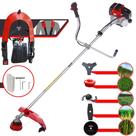 Roçadeira Toyama RT43L À Gasolina 43cc 1,7HP Com 5 Opções de Corte Com Carretel de Nylon + Faca 2 Pontas + Faca 3 Pontas + Faca 80 Dentes + Trimmer
