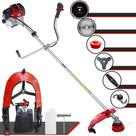 Roçadeira Toyama RT43L À Gasolina 43cc 1,7HP Com Carretel + Lâmina 2 Pontas + Lâmina 3 Pontas + Lâmina 40 Dentes Vídea + Lâmina 80 Dentes + Trimmer