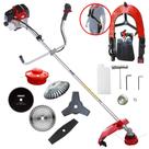 Roçadeira Toyama RT43L À Gasolina 43cc 1,7HP Com Sistema Antivibração Carretel Nylon e Faca 3 Pontas + Kit de 2 Facas Extras + Escova de Aço Rotativa