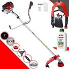 Roçadeira Toyama RT52-L 52cc Com Sistema Anti-Vibração Faca 3 Pontas e Carretel + Facas 2 Pontas, 40 Dentes de Vídea, 80 Dentes, Escova + ÓLEO STIHL
