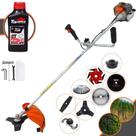 Roçadeira Vulcan VR330P 33cc 1,2HP 8 Em 1 Com Guidão Antivibração Carretel e Faca 3 Pontas + Kit Faca 2 Pontas, Faca 6 Pontas, Faca 40 Dentes de Vídea, Faca 80 Dentes e Trimmer + Escova + ÓLEO TOYAMA