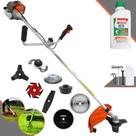 Roçadeira Vulcan VR330P À Gasolina 33cc 1,2HP Ideal Para Todos os Tipos de Trabalhos Com Carretel + Facas 2 Pontas + 3 Pontas + 6 Pontas + 40 Dentes Vídea + 80 Dentes + Trimmer + Escova + ÓLEO STIHL