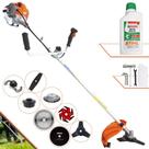 Roçadeira Vulcan VR430-P 43cc 1,7HP 8 Em 1 Com Guidão Anti-Vibração Carretel Nylon e Faca 3 Pontas + Faca 2 Pontas + Faca 6 Pontas + Faca 40 Dentes + Faca 80 Dentes + Trimmer + Escova + ÓLEO STIHL 2T