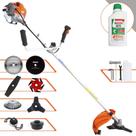 Roçadeira Vulcan VR430-P 43cc 1,7HP 8 Em 1 Com Guidão Anti-Vibração Carretel Nylon e Faca 3 Pontas + Faca 2 Pontas, Faca 6 Pontas, Faca 40 Dentes Vídea, Faca 80 Dentes e Trimmer + Escova + ÓLEO STIHL