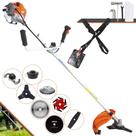 Roçadeira Vulcan VR430P 43cc 1,7HP 8 Em 1 Completa Com Guidão Anti-Vibração Carretel e Faca 3 Pontas + Kit Faca 2 Pontas, Faca 6 Pontas, Lâmina 40 Dentes de Vídea, Lâmina 80 Dentes, Trimmer e Escova