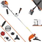 Roçadeira Vulcan VR430P À Gasolina 43cc 1,7HP Alta Rotação 6 Em 1 Ideal Para Todos os Tipos de Trabalhos + Faca 2 Pontas + Faca 3 Pontas + Faca 6 Pontas + Faca 40 Dentes Vídea + Trimmer e Carretel