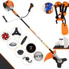 Roçadeira Vulcan VR520H 52cc 2,5HP Alta Potência 8 Em 1 Completa Com Carretel e Faca 3 Pontas + Kit Faca 2 Pontas, Faca 6 Pontas, Lâmina 40 Dentes de Vídea, Lâmina 80 Dentes, Trimmer e Escova de Aço