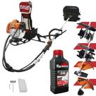 Roçadeira Vulcan VRC430 À Gasolina 43cc 1,7HP de Potência Alta Rotação Para Todos os Tipos de Trabalho Com Carretel Nylon + Faca 2 Pontas + Enxada Capinadeira + Enxada Cultivadora + ÓLEO TOYAMA 2T