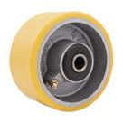 Roda 4" poliuretano ferro eixo 3/4" amarela 200kg vonder