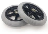 Roda Aro 7 Preta Nylon com Pneu Maciço Cinza para Cadeira de rodas 1016 - Jaguaribe