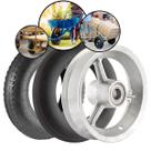 Roda Aro De Alumínio Carrinho De Mão Caretinha Kit Completo Rolamentado Pneu Camara Resistente Reforçado Numero 8 Rolamento