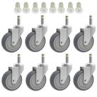 Roda de borracha Caster RILIDRI com haste giratória de 7/16 polegadas, 3 polegadas, pacote com 8