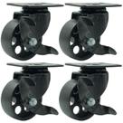 Rodas Caster FactorDuty 4 totalmente em metal preto com trava de freio