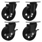 Rodas Caster FactorDuty 4 totalmente em metal preto com trava de freio