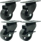 Rodas Caster FactorDuty 4 totalmente em metal preto com trava de freio