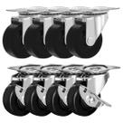 Rodas Caster Wheels FactorDuty 2 Swivel com freio, borracha rígida, pacote com 8