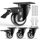 Rodas de rodízio de placa VM VIMA Heavy Duty 800 libras 75 mm PU pretas