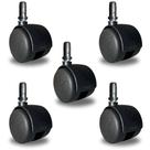 Rodinha para Cadeira Escritório Kit 5 rodizios preto com Pino 10mm e Bucha de 1/2