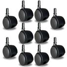 Rodinha para Cadeira Escrotório Kit 10 rodizios preto com Pino 10mm e Bucha de 1/2