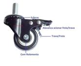 Rodinha para Máquina de Costura Industrial Preta com Travas