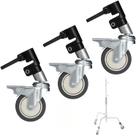 Rodízio 3x Rodas 25mm Stand Wheels 360 p/ Tripés e Estúdio