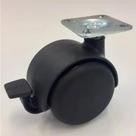Rodízio 50mm nylon com chapa giratório com freio p/ cadeiras e moveis