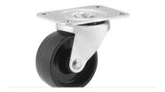 Rodizio Bicama Fixo Preto Roda Pvc Medio 04 Peças Com Paraf.