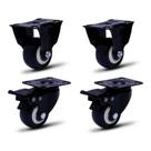 Rodizio black para carrinhos e móveis roda preta com freio e sem kit glbf 210 e flb até 150 kgs