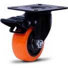Rodizio Colson Polietileno Base Giratoria Laranja Com Trava 75Mm