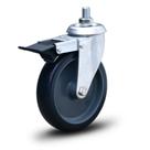 Rodízio fixo com freio 6" PVC espiga - FLE.612.BP.FP