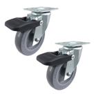 Rodízio Giratório 3” GLRO 310 BP 60kg Cinza C/Freio 102675 2un Rod-Car Unica